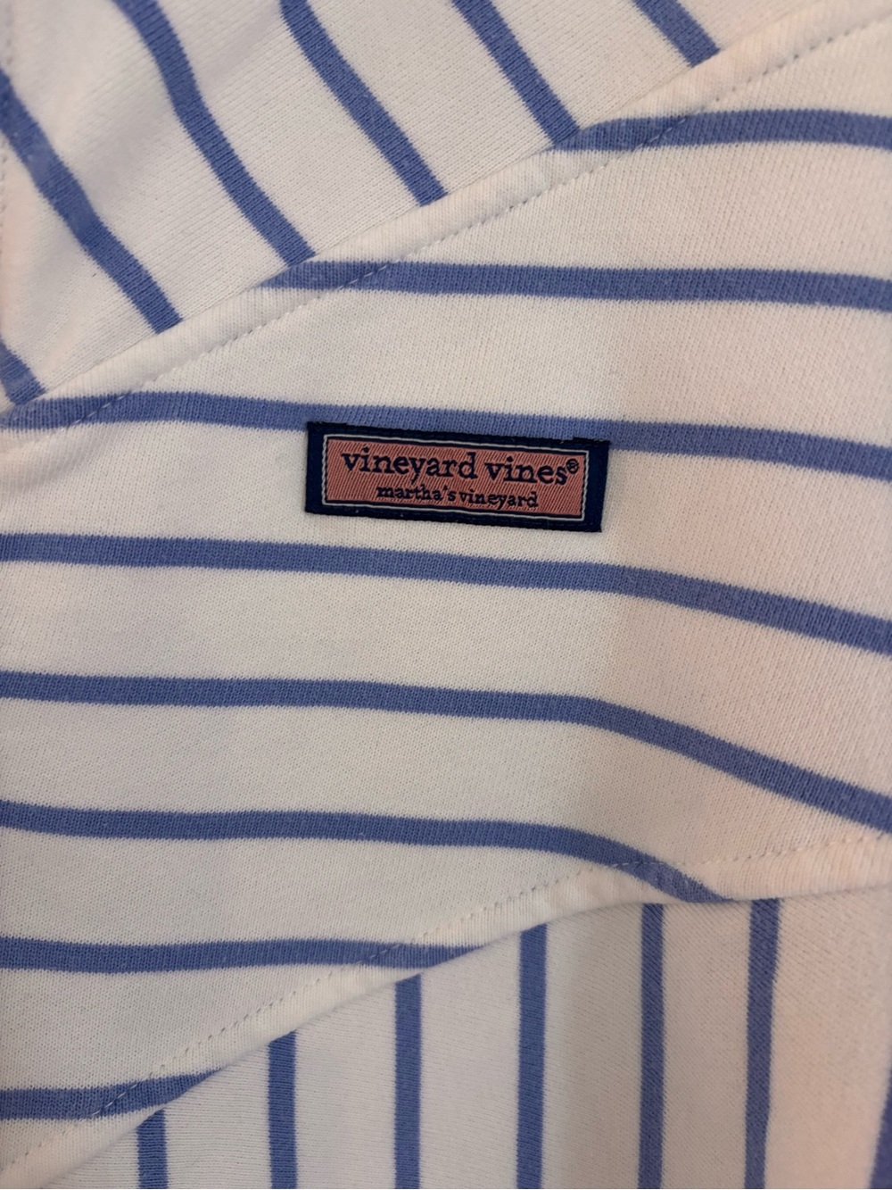 Vineyard Vines White Pullover with Light Blue Stripes Quarter-Zip - Picture 6 of 8